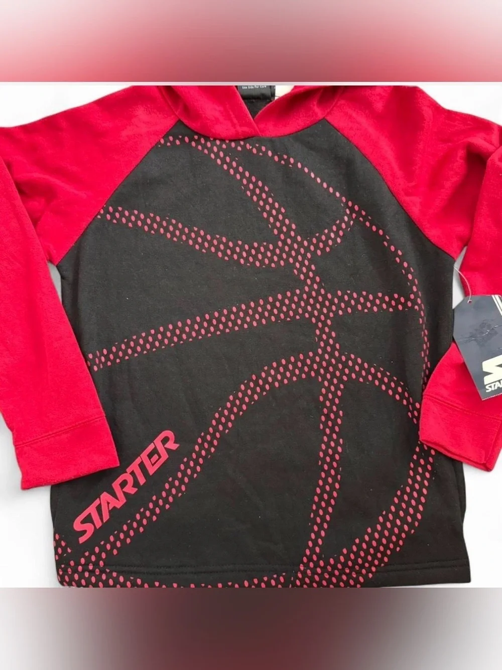 Starter Boys 2Pc Fleece Active Set Hoodie Pants Red Black Size 8 Soft W/Pockets